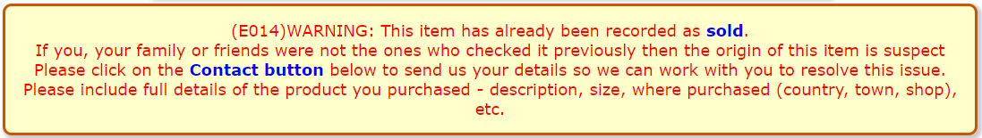 Error 014 - Item Already Sold